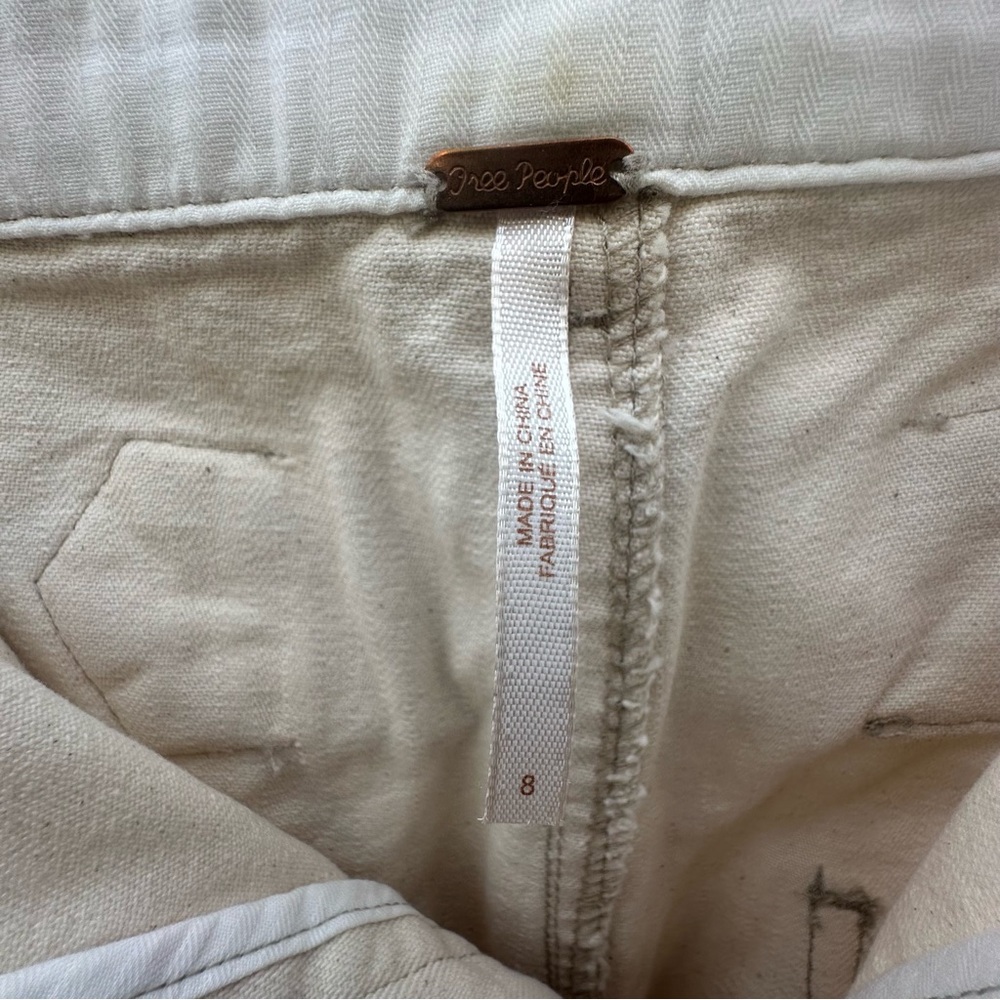 Free People Jean High-Rise Buckle Back Cream Wash Denim Wide Leg Street-Style 8 - Picture 5 of 15